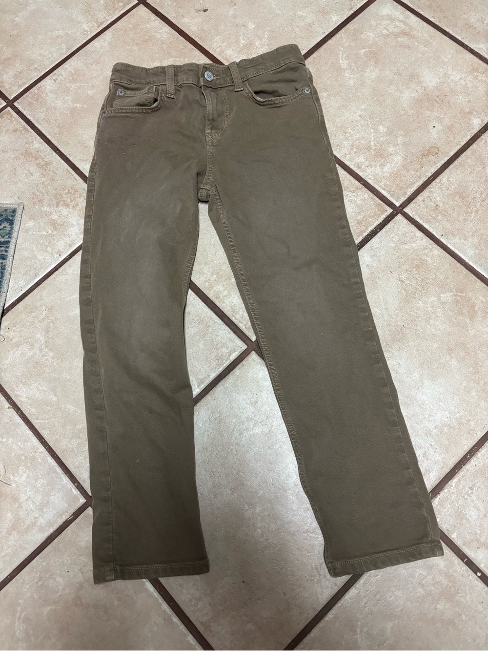 (A308) Boys Olive Brown Straight-Leg Jeans Size 10 Cat & Jack Preowned